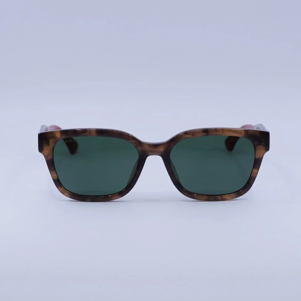Gucci GG1872SK 003 Sunglasses Brown Havana/Green/Red Square Frames, Green Lenses